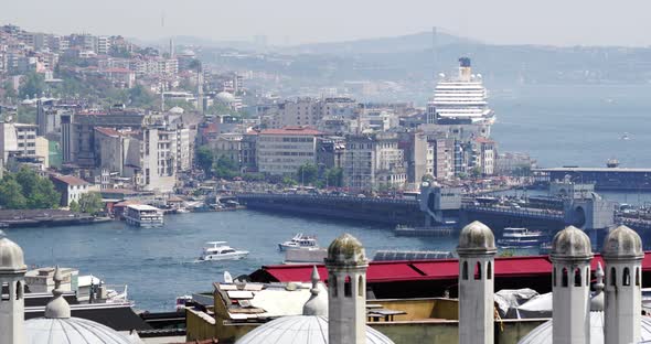 View of Istanbul and the Strait with Ships