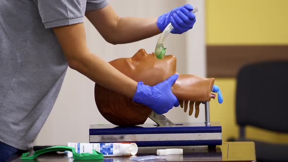 Mannequin and intubation set for advance cardiac life support training. 