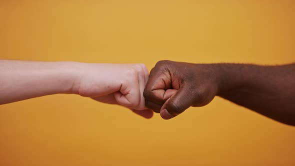 Fist To Fist - Black and White Hands - Partnership and Solidarity Concept