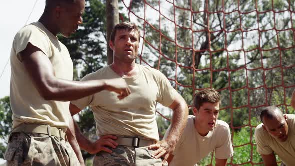 Military troops standing at boot camp 4k