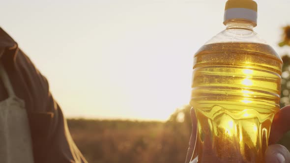 Bottle Of Golden Sunflower Oil