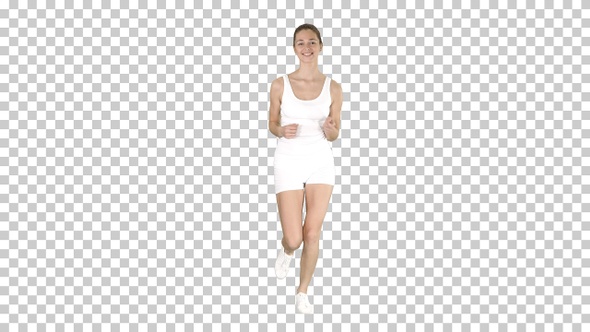 Beautiful woman running, Alpha Channel