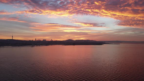 istanbul city viev before sunrise with amazing colors