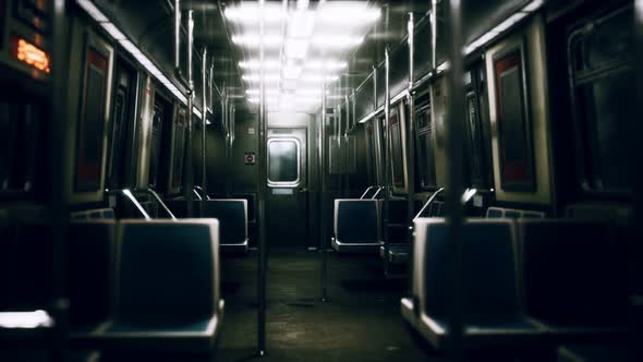 Inside of New York Subway Empty Car