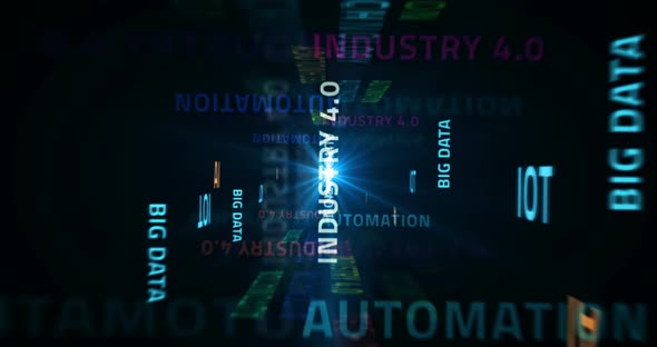 Industry 4.0 technology and automation text loop abstract concept