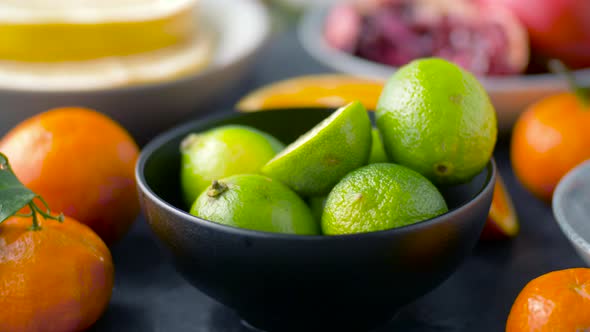 Close Up of Limes, Oranges, Mandarins and Lemons 