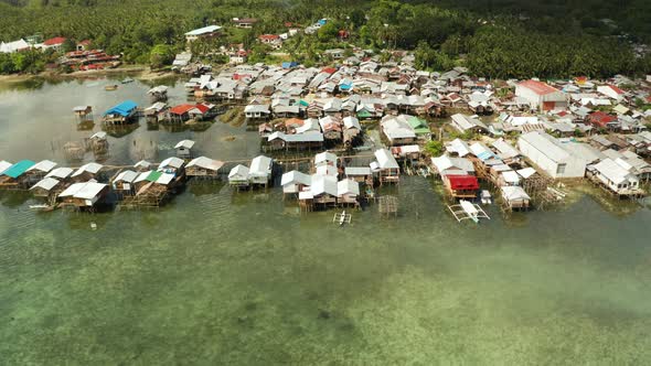 Fishing Village and Houses on Stilts. Dapa City, Siargao, Philippines.