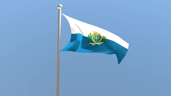 San marino flag on flagpole.