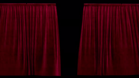 Closing Theater Red Velvet Curtains with Alpha Channel