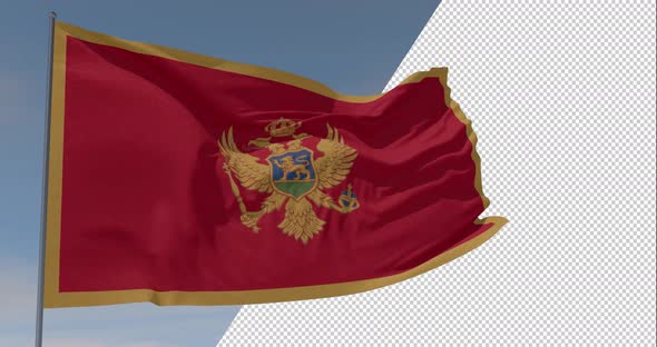 flag Montenegro patriotism national freedom, seamless loop, alpha channel