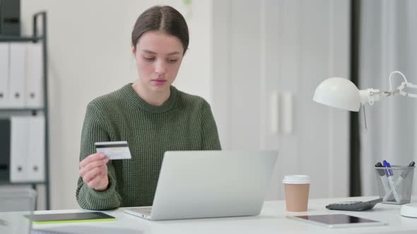 Young Woman Online Shopping Failure on Laptop