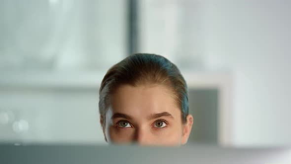 Thoughtful Freelancer Looking Laptop Searching Inspiration at Home Closeup