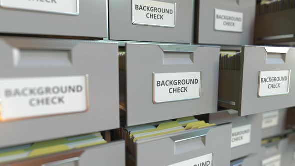 File Cabinet with BACKGROUND CHECK Text
