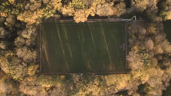Aerial view of a football field in Tervuren.