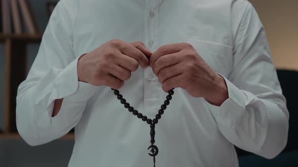 Middle Eastern Man Praying Closeup Islamic Religion alt
