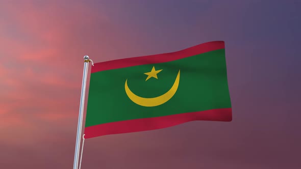 Flag Of Mauritania Waving 4k