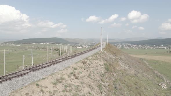 Aerial view of Railroad emergency stop track in Tsalka, Georgia