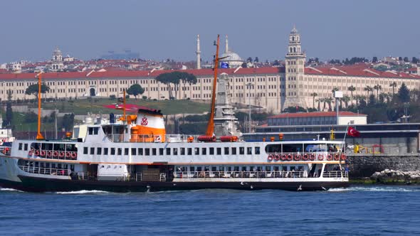 Ferry And Seagulls Slow Motion