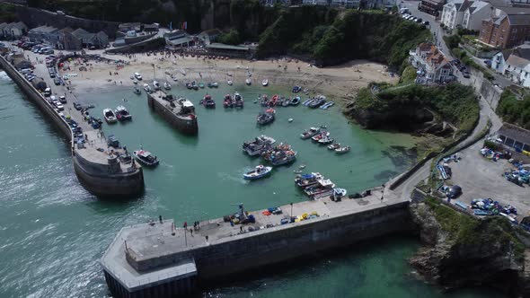 Newquay Harbour Aerial Closeup Cornwall UK Coastline