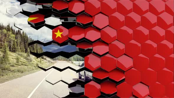 China Flag Hexagon Transition - 4K Resolution
