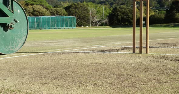 Cricket roller used to prepare pitch at cricket ground