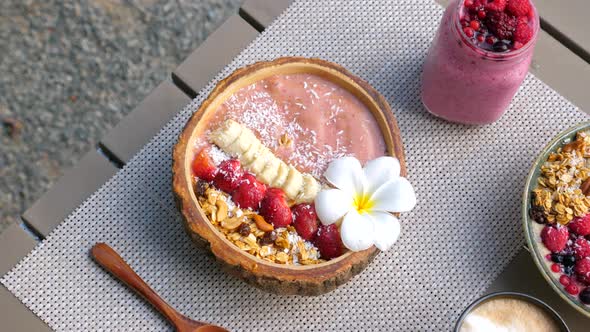Proper Healthy Nutrition Diet Healthy Breakfast Fresh Fruits Smoothie Bowl