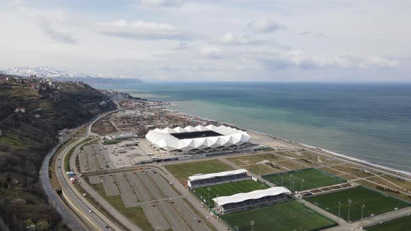 Aerial View of Stadium in Trabzon Turkey