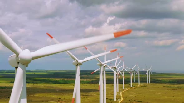 Aerial View Of Wind Turbine Landscape