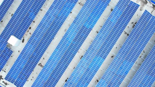 Top view of a solar power station on building roof