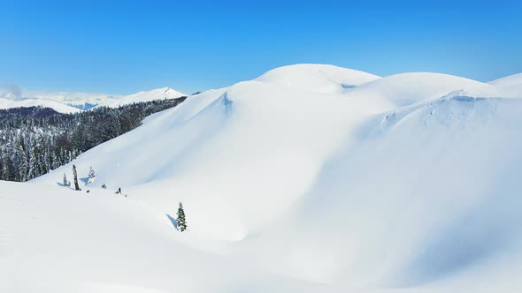 Snowcapped Peak of Mount Mamdzyshkha on a Sunny Day in Winter