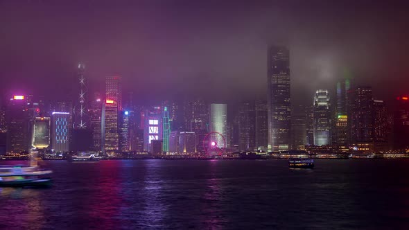 Hong Kong Buildings Surround Ferris Wheel