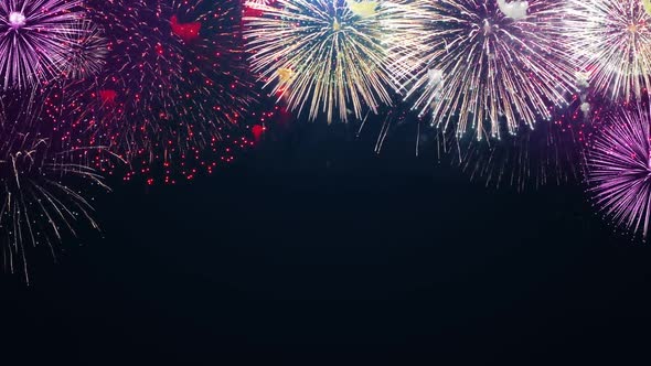  Abstract seamless of real Fireworks Show Explosion. 