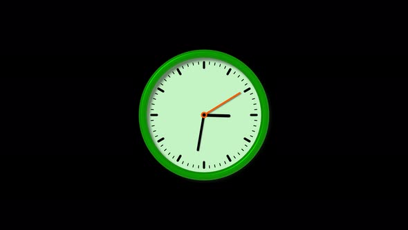 Green Rim 3d Clock Isolated
