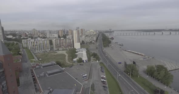 Aerial View of the City and River Day Light