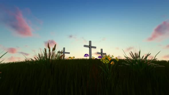 The Crosses At Sunrise