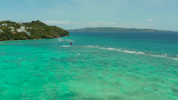 Kitesurfers on Bulabog Beach, Boracay Island, Philippines