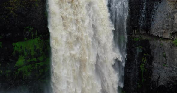 Following Waterfall Water Cascading Down Close Up At Palouse Falls