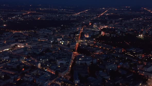 Aerial Panoramic Shot of Night City