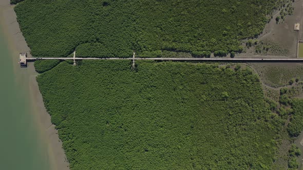 Aerial view of a pier along the river on St. Martin's island, Bangladesh.