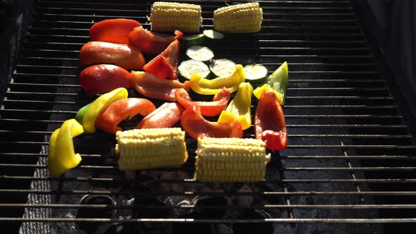 Fresh Grilled Vegetables on Barbecue for Dinner