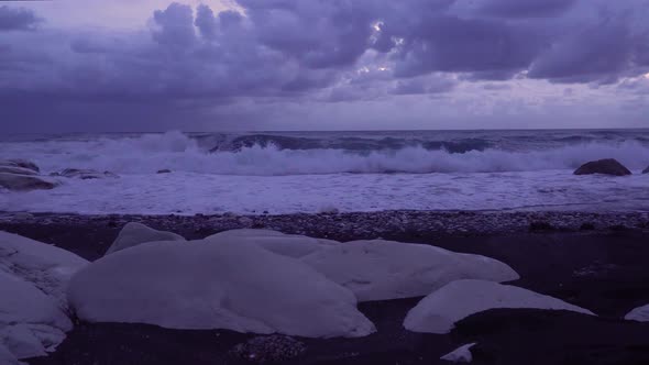 Wave Crashing Rocks Coast