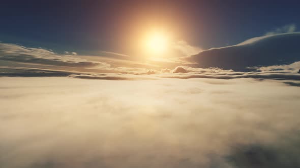 Sunset Over Surface Fog. Antarctica Aerial Flight