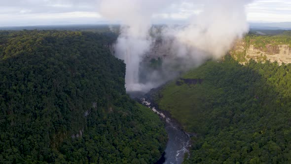 Amazon River Waterfall - Long Drone Shot