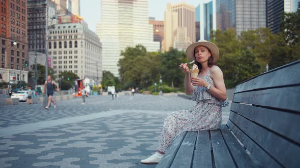 Young girl on a bench