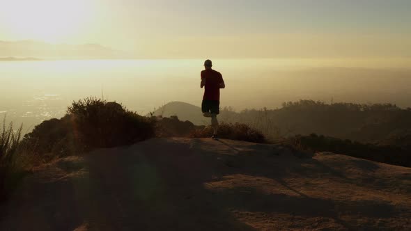 A man going for his morning workout in the hills above Hollywood