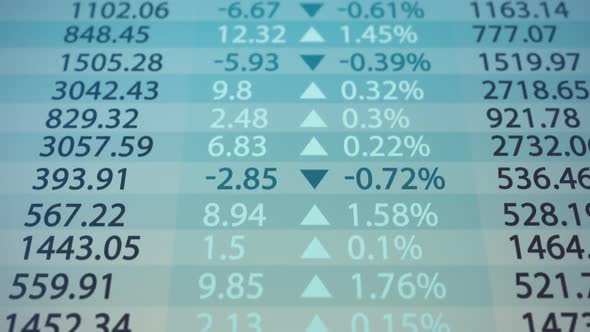 Stock market board. Display and monitors growth and loss of the shares.