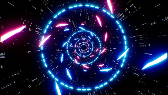 Sci Fi Space Red And Blue Swirl Particles Background Loop 4K
