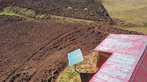 Isolated house using a solar panel on the andes in Bolivia.