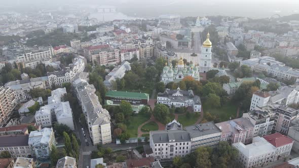 Cityscape of Kyiv, Ukraine. Aerial View, Slow Motion