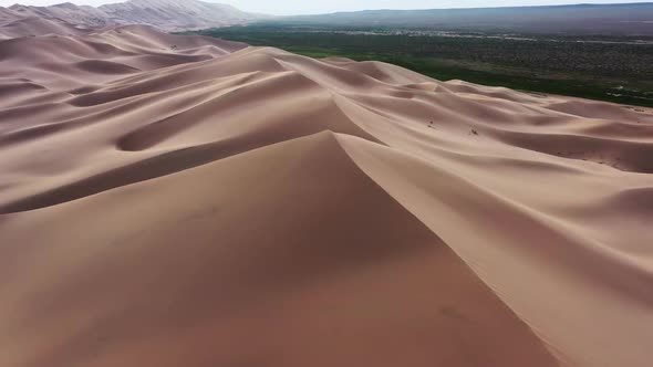 Aerial View of Sand Dunes in Gobi Desert Mongolia